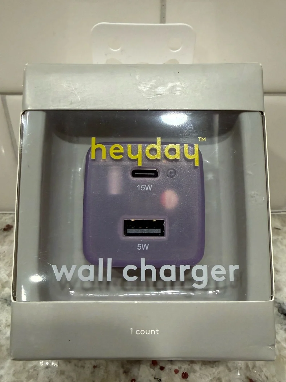 3/$15* heyday Purple Dual-Port USB-C & USB-A Wall Charger NWT